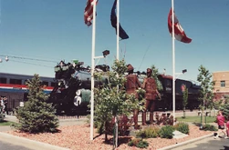 GN's   "Northern" class locomotive  and nearby sculpture, U.S