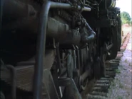 The wheels of the locomotive.