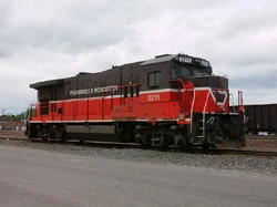 A P&W four-axle Super 7 B23-7R or B23-S7. (Rebuilt from a B40-8 and a B36-7; thus, this unit being a later Super 7 series unit