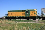 A Nebkota Railway GP7 painted in the CNW's livery.