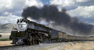 Union Pacific 3985 hauls an excursion with the UP's three E9 locomotives.