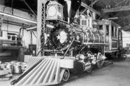 The locomotive is undergoing its transformation into "Anaka" at the Harliss Specialties Corporation in Westmoreland City, PA.