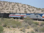 Amtrak #66 (in a heritage scheme) and #809 are accompanying ATSF 3751 to provide HEP and assistance.