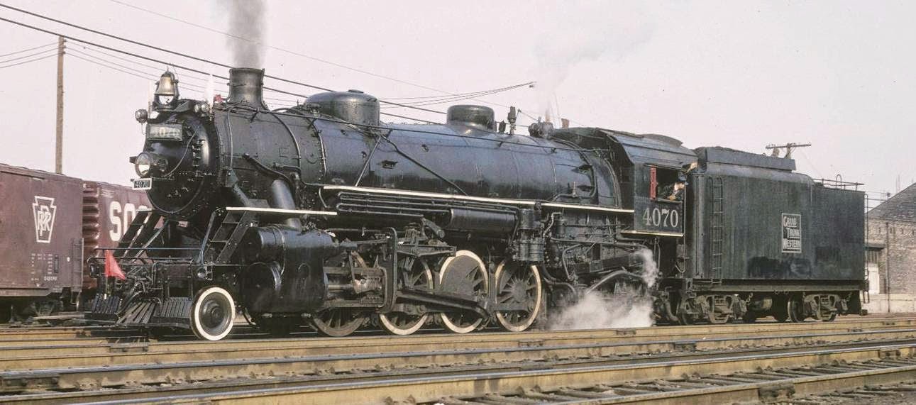 Grand Trunk Western No. 4070 is a class S-3-a 2-8-2 'Mikado' stea...