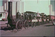 The locomotive is at the 1939-1940 New York World's Fair.