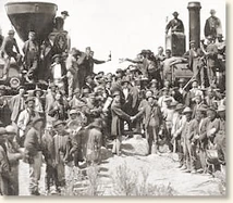 The historic and extraordinary Transcontinental Railroad Golden Spike Event. Which took place in 1869.