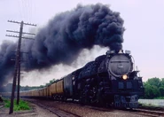 The Union Pacific 3985 Pulling The "Golden Challenger" Special on A Round Trip from Chicago to Findlay Junction, Illinois for The NRHS Convention on July 22nd, 1993. The locomotive's Participation at the event was almost cancelled due to flooding in Nebraska & Missouri.