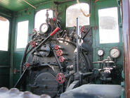 The cab view of the locomotive.