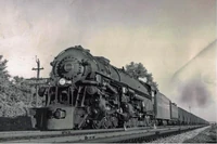 An electric Norfolk and Western train hauling coal during World War I