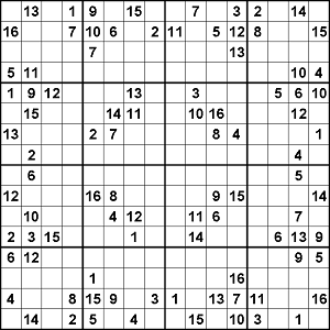 Sudoku 16x16 - Médio 