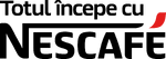 Logo with slogan "Totul începe cu Nescafé" (Romania)