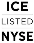"Listed NYSE" logo shown with a particular company's ticker symbol (in this case, Intercontinental Exchange, the NYSE's parent company)