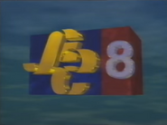3D logo used on screen. The number "8" is coloured white.
