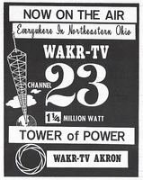 A local newspaper advertisement announcing WAKR's move to channel 23