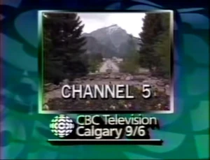 Local ID for Banff showing that town's retransmitter channel with the main OTA and cable channel numbers for Calgary