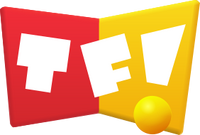 Red TF! Logo, used as the main logo. It is usually seen behind a purple background.