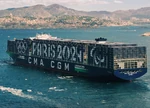 CMA CGM cargo vessel brandishing the Paris 2024 emblem ahead of the Olympic Flame's arrival in Marseille Posted 8 May 2024