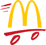 Drive Thru logo with red wheels, usually seen on its black ordering speakers at some locations