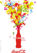 The Coke Side of Life campaign, introduced in 2006. This ad uses the 1986 Coca-Cola logo.