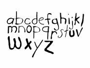 The possible lowercase letters for the Baby Einstein font