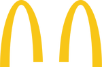 Logo with "split" Golden Arches, used to promote social distancing during the COVID-19 pandemic