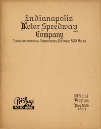 1922 Indianapolis 500 program cover