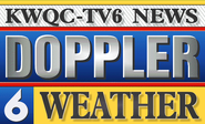 "Doppler 6 Weather" radar logo (1992–1999); the "KWQC-TV 6 News" font is Plantin, which was used at that time for the logo of ABC News.