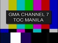 Same as the from June 2005 to present on-screen bug GMA Channel 7 TOC Manila with 1 kHz Test Tone and slient.