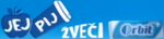 Logo with slogan "Jej, pij, žveči Orbit" (Slovenia, 2007–2014)