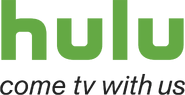 The Hulu logo featuring the slogan "Come TV with us"