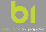 Gray boxed logo with slogan "Aceeași lume. Altă perspectivă."