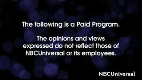 Paid program disclaimer used on various NBCU-owned channels since July 2016