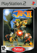 Third PlayStation 2 platinum box art design, also used for PSP, on Jak II: Renegade.