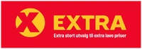 Logo with slogan "Extra stort utvalg til extra lave priser (2015–2020)