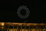 Emblem form-up at the Olympic Opening Ceremony with drones