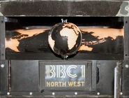 An example of the 1981 BBC 1 North West ident shown in model form (not broadcast form).