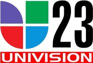 WLTV Univision 23 logo from 2001-2006. Note the Univision text written in Handel Gothic font.