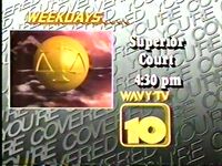 1985-88 WAVY promo graphic used as part of the station's "You're Covered" campaign. This promo is for the syndicated series "Superior Court".