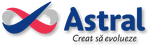 Shadowed horizontal logo with slogan "Creat să evolueze"