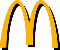 This logo first appeared on the McKids logo in 1990. It started to be used on metallic frames at McDonald's restaurants in 1993, websites between 1996 and 1999, some television commercials starting in 1995, on small fry packets internationally between 1994 and 2010 and on medium and large fry packets between 2004 and 2007. A flat version looks similar to the current logo (see below), which was known to be appeared on Hey Hey It's Saturday, on the Nine Network in 1997. This logo is still used on soft drink cup lids and on metal frames and picture frames at some restaurants and a McDonald's restaurant which was expired.