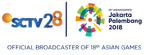 28th anniversary and official broadcaster of 18th Asian Games logo
