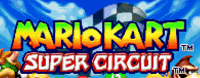 The logo on the title screen, backed with a waving checkered flag.