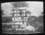 Screenshot of KAUS-TV sign-off featuring station-to-transmitter relay IDs