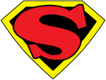 Black variant similar to the logo used in Max Fleischer's Superman cartoons.