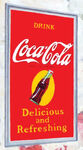 Logo with slogan "Drink Coca-Cola: Delicious and Refreshing" (1944)