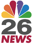 NBC 26 News logo (1996-1998). The station's news operation began on July 19, 1996.