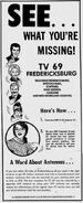 1973 print ad advertising how to tune in to channel 69