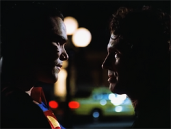 Lex telling Superman that people will die if he tries to take Lois away from him.