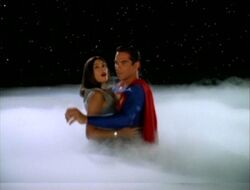 Lois being taken to a special place by Superman