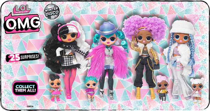 LOL Surprise OMG Winter Disco Series With Exclusive Dollie Fashion Doll And  25 Surprises Including Her Little Sister Dollface, Fashions, Shoes, Purse